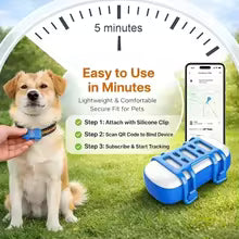 GPS Pet Tracker 4G for Dogs & Cats Built-in SIM with Real-Time Tracking, WiFi Home Positioning, IP67 Waterproof